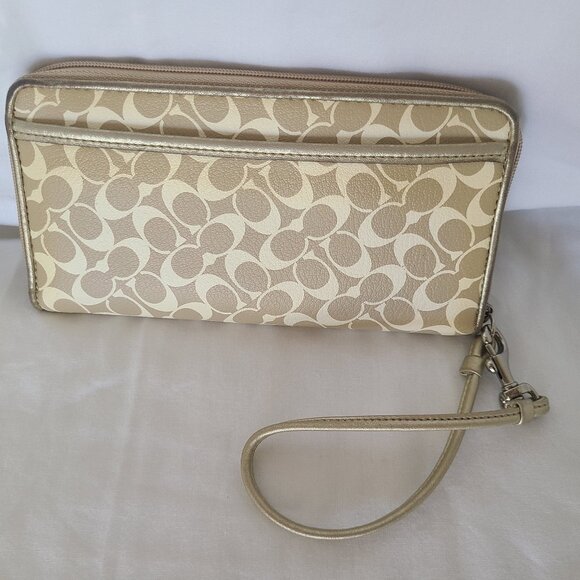Coach Beige Wristlet Wallet - Picture 1 of 6